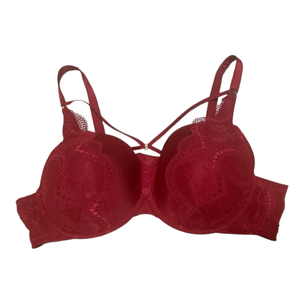 Torrid XO Boost Plunge Push-Up Bra Size 46C Red - Picture 2 of 14
